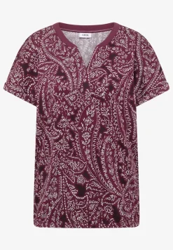 T-shirt à col fendu et motif paisley