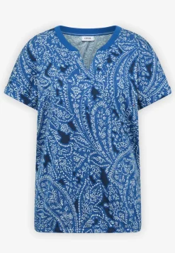 T-shirt à col fendu et motif paisley