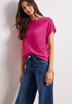 T-shirt à col rond avec boutons décoratifs
