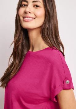 T-shirt à col rond avec boutons décoratifs