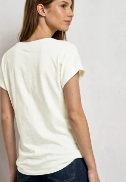 T-shirt à col rond avec boutons décoratifs
