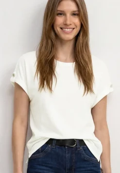 T-shirt à col rond avec boutons décoratifs
