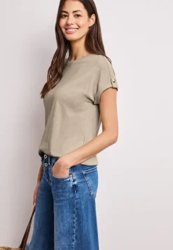 T-shirt à col rond avec boutons décoratifs