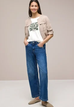 T-shirt à col rond avec motif de feuilles