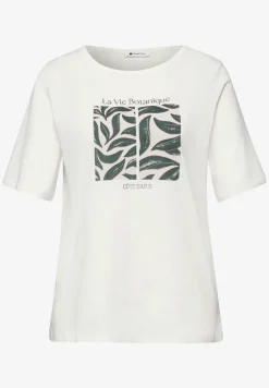 T-shirt à col rond avec motif de feuilles