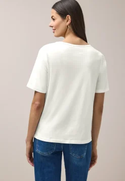 T-shirt à col rond avec motif de feuilles