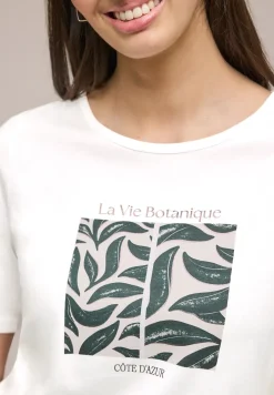 T-shirt à col rond avec motif de feuilles