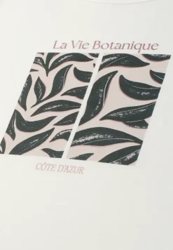 T-shirt à col rond avec motif de feuilles