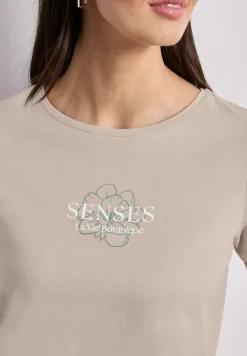T-shirt à col rond avec wording artwork