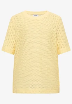 T-shirt à col rond en optique ajourée