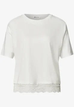 T-shirt à col rond et dentelle