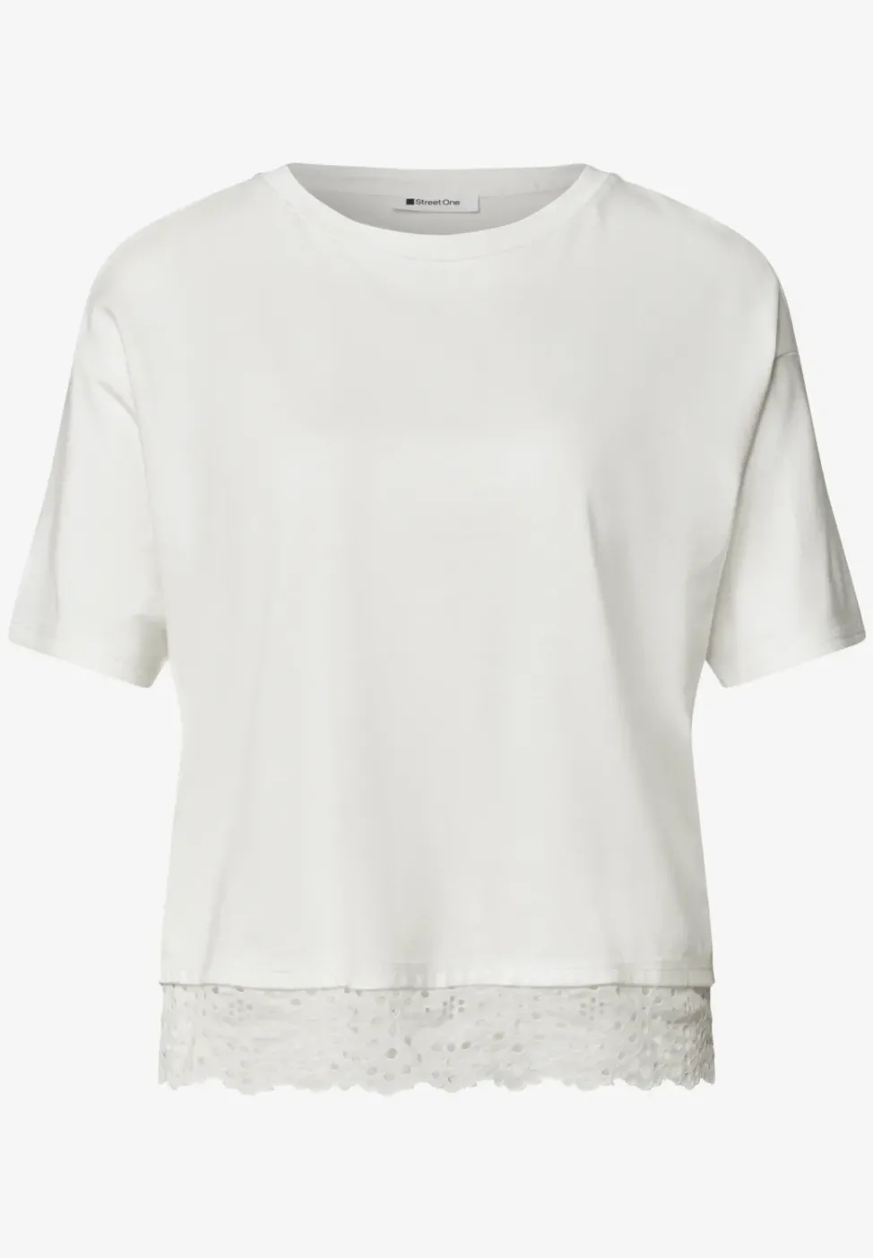 T-shirt à col rond et dentelle