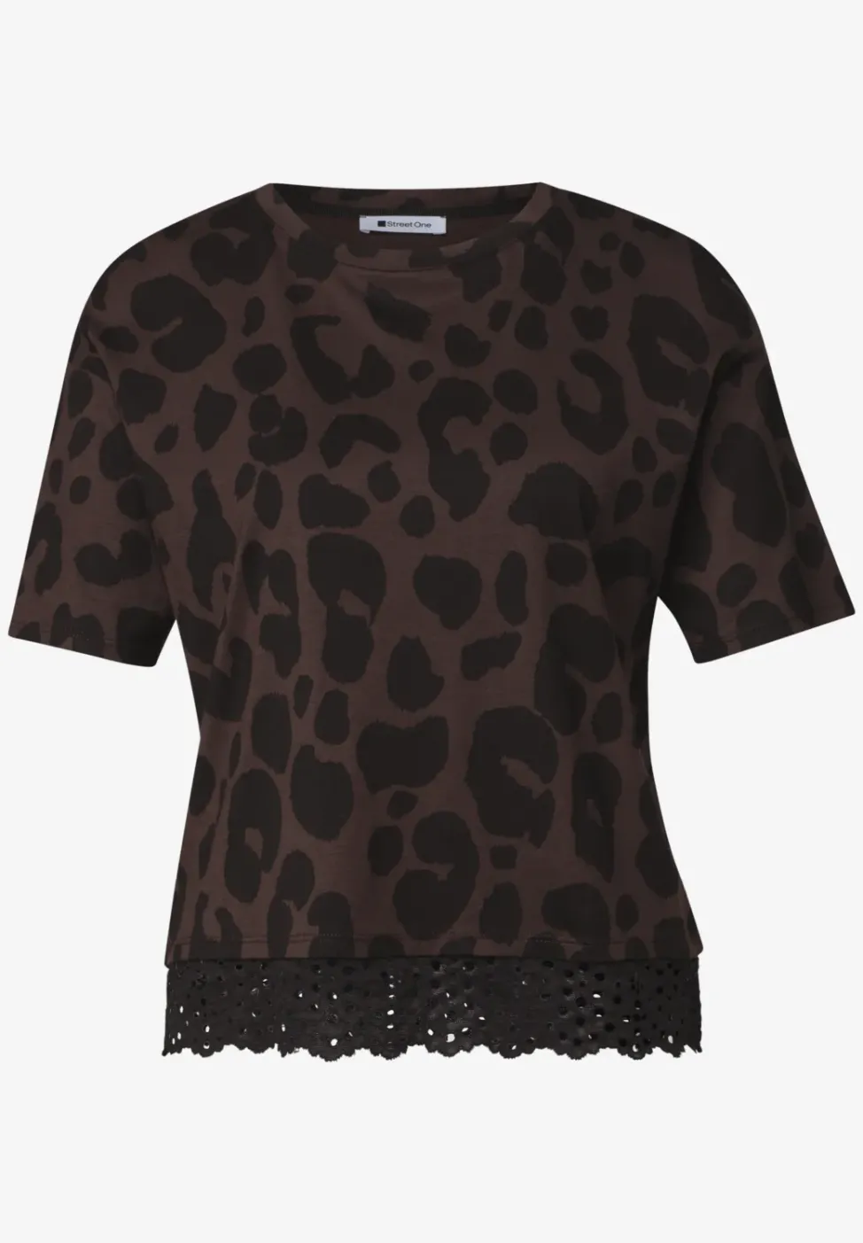T-shirt à col rond et dentelle