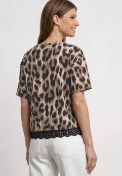 T-shirt à col rond et dentelle