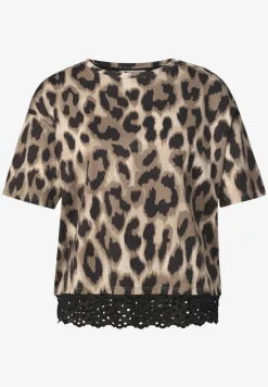 T-shirt à col rond et dentelle