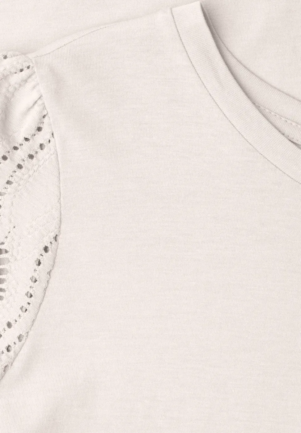 T-shirt à col rond et manches motif ajouré