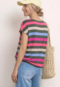 T-shirt à col rond et ourlet élastiqué