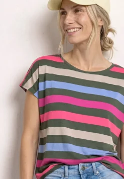 T-shirt à col rond et ourlet élastiqué