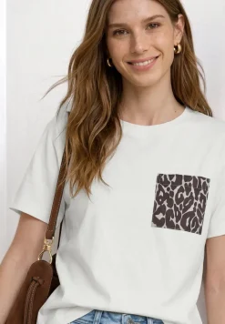 T-shirt à col rond et poche poitrine