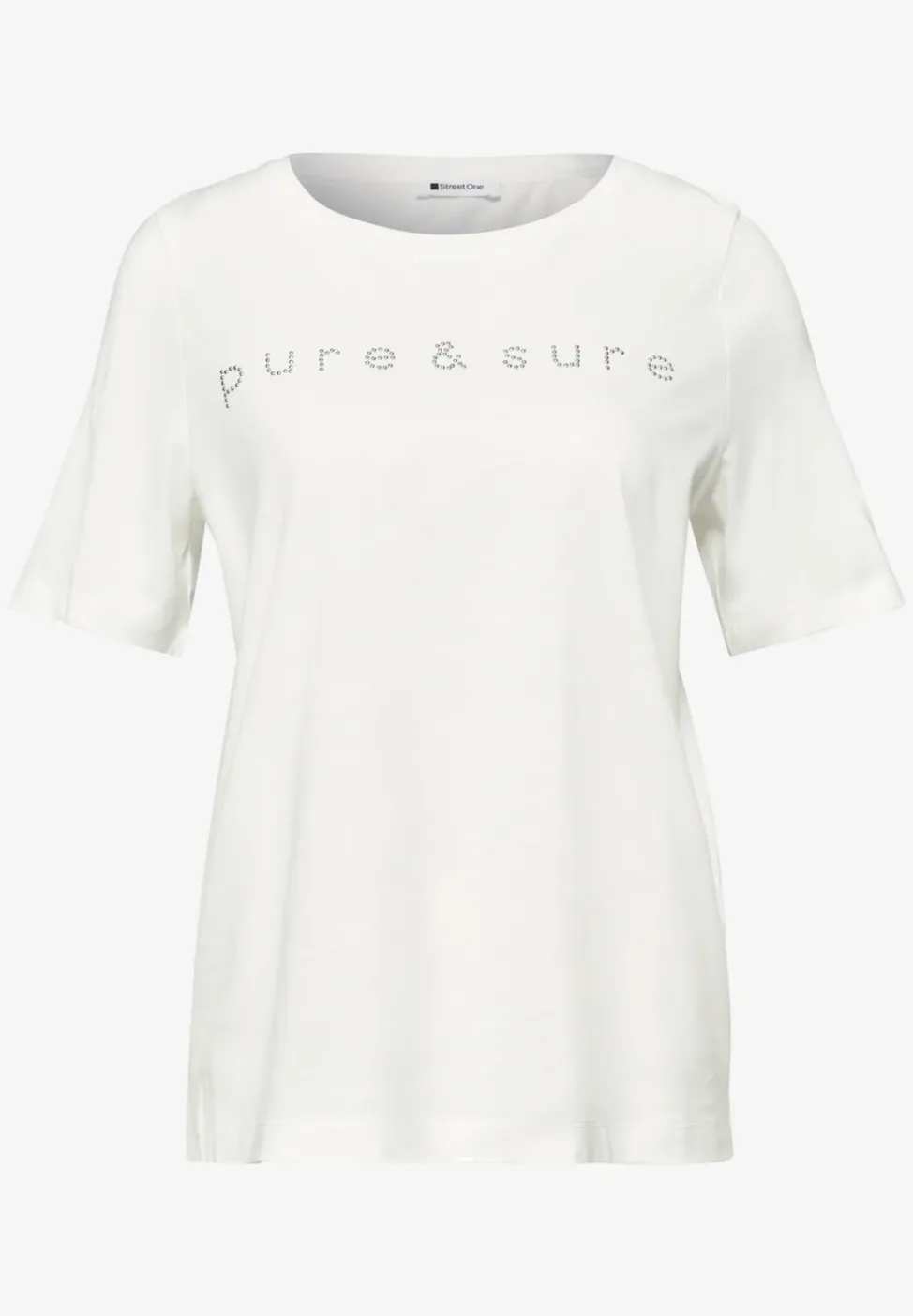T-shirt à col rond orné de strass