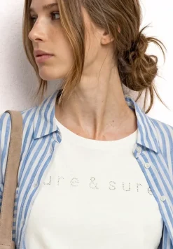 T-shirt à col rond orné de strass