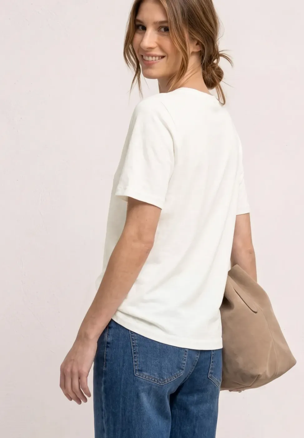 T-shirt à col rond orné de strass