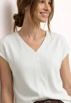 T-shirt à effets de texture et détail de ruban décoratif