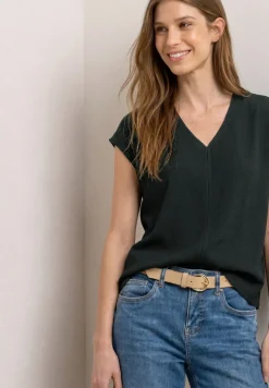 T-shirt à effets de texture et détail de ruban décoratif