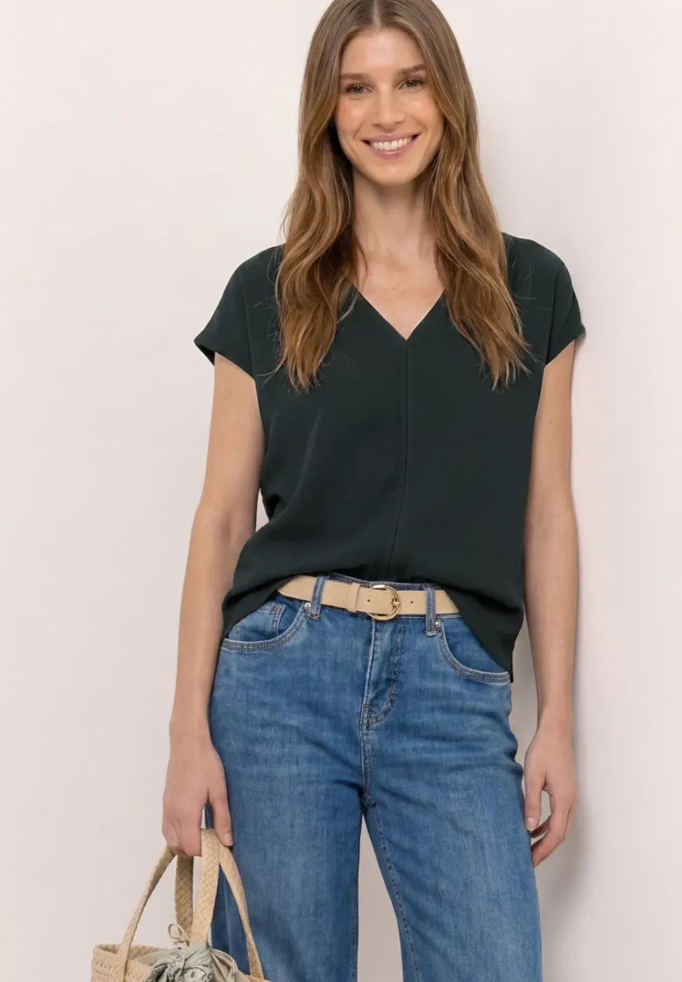 T-shirt à effets de texture et détail de ruban décoratif
