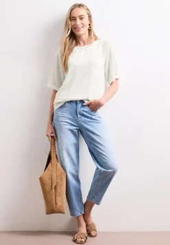 T-shirt 2 en 1 en mesh avec col bateau