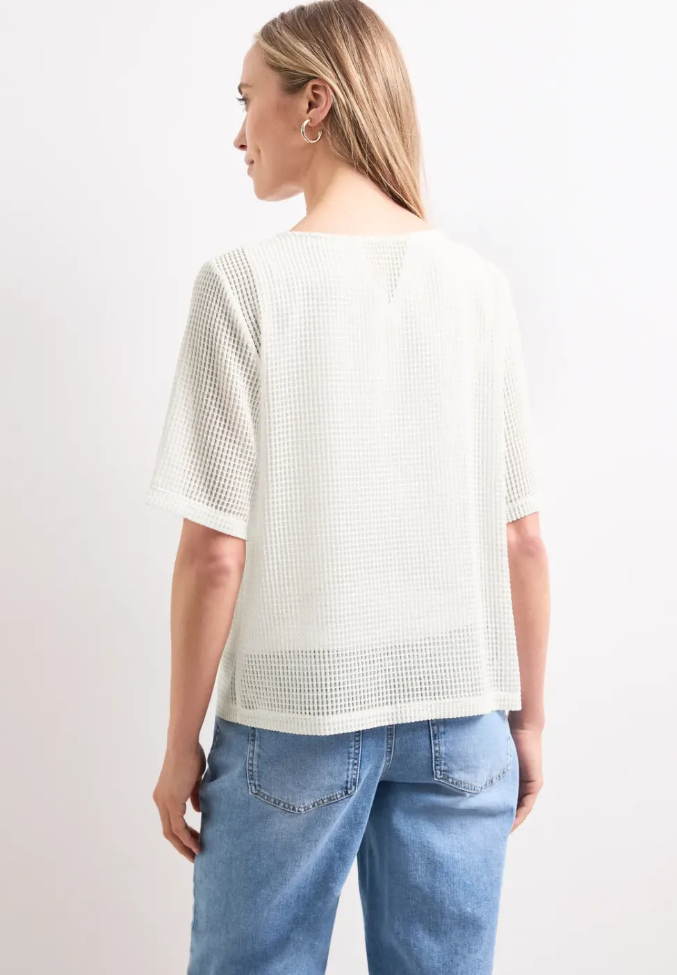 T-shirt 2 en 1 en mesh avec col bateau