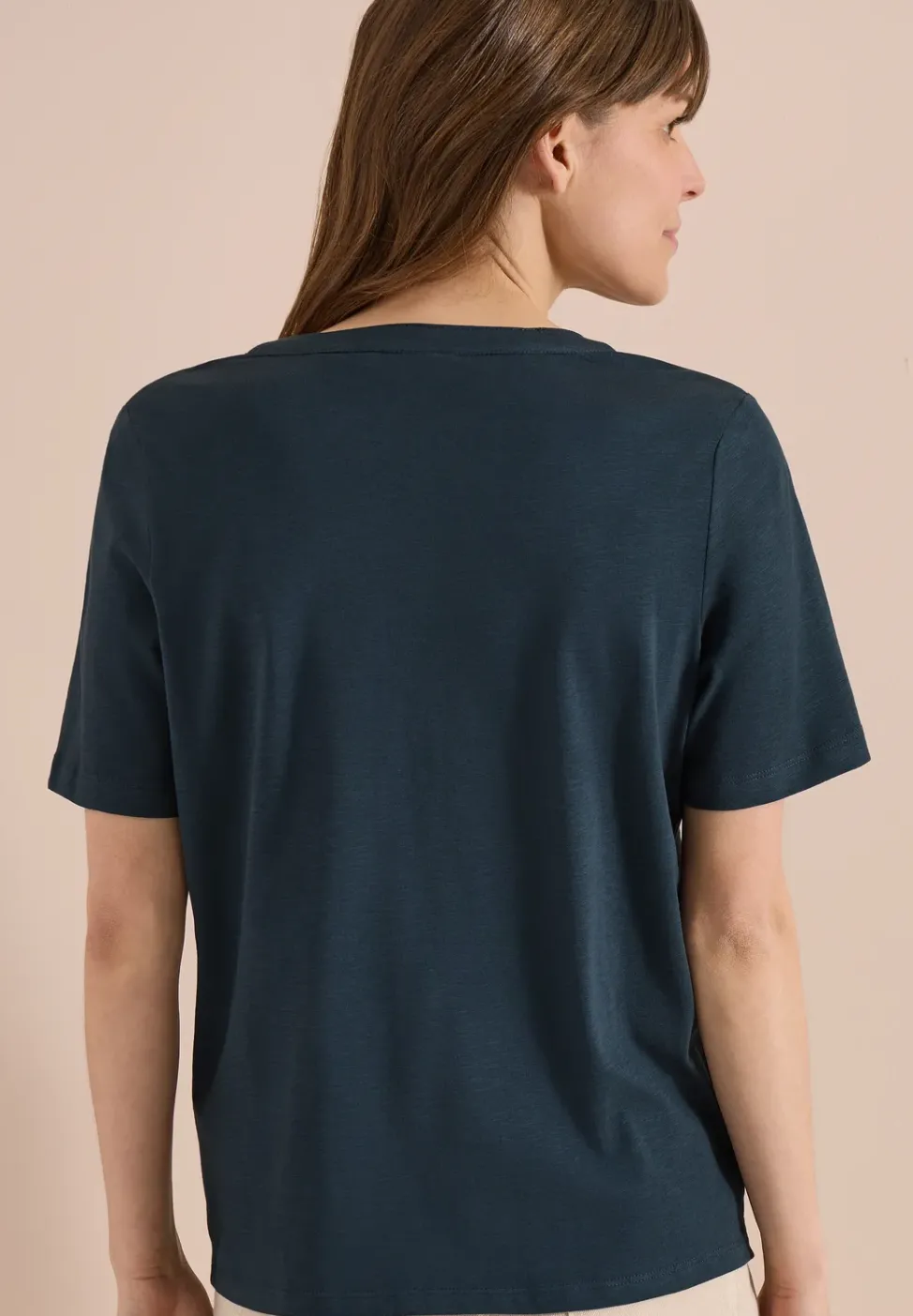 T-shirt à manches courtes avec col fendu
