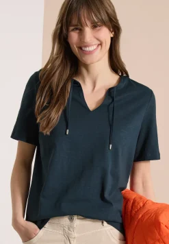 T-shirt à manches courtes avec col fendu