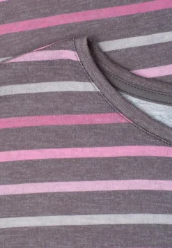 T-shirt à manches courtes, col rond et rayures