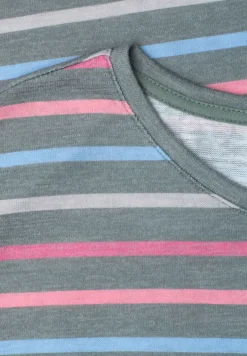 T-shirt à manches courtes, col rond et rayures