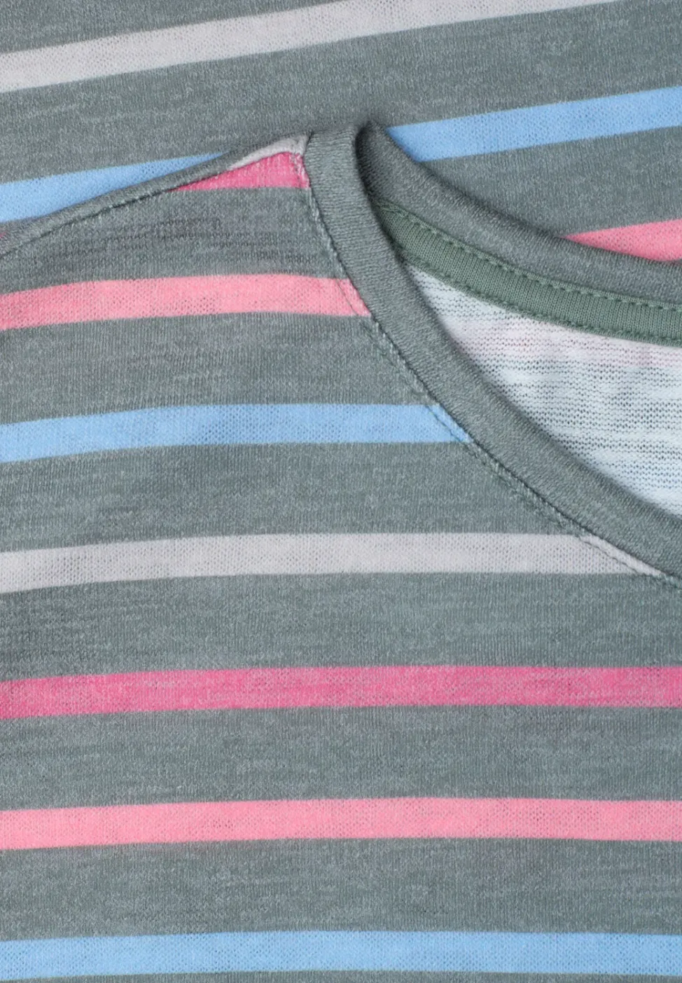 T-shirt à manches courtes, col rond et rayures