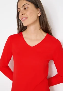 T-shirt à manches longues avec col en V