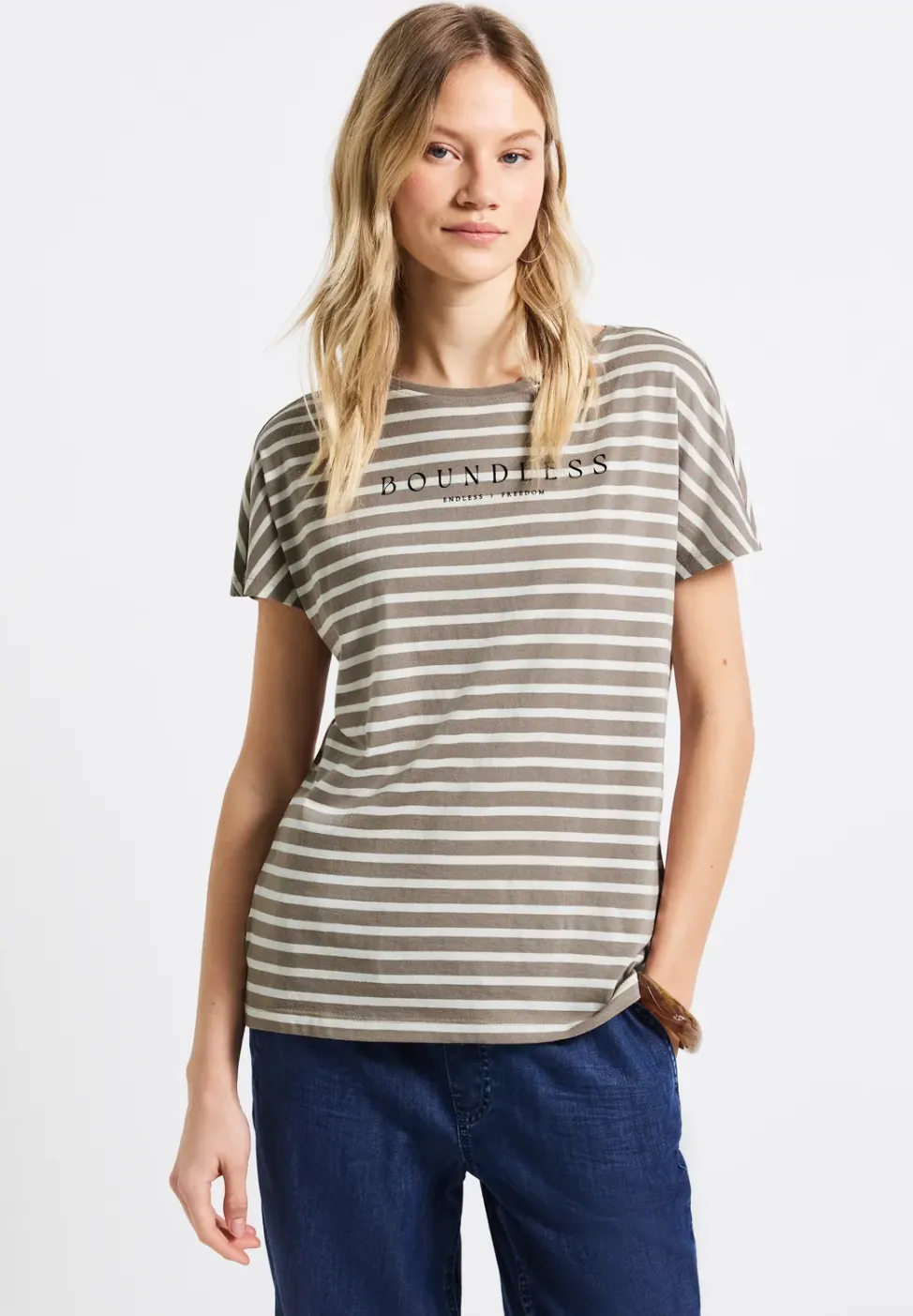 T-shirt à rayures avec wording