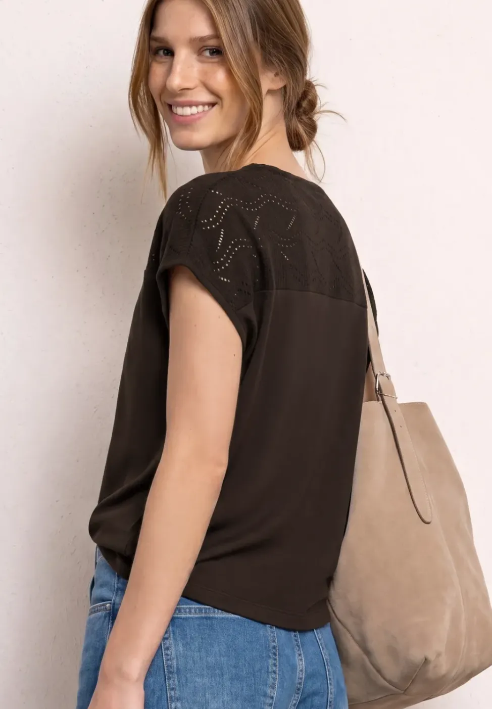 T-shirt à structure mixte