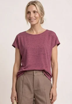 T-shirt avec boat neck et détail smocké