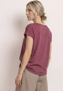 T-shirt avec boat neck et détail smocké
