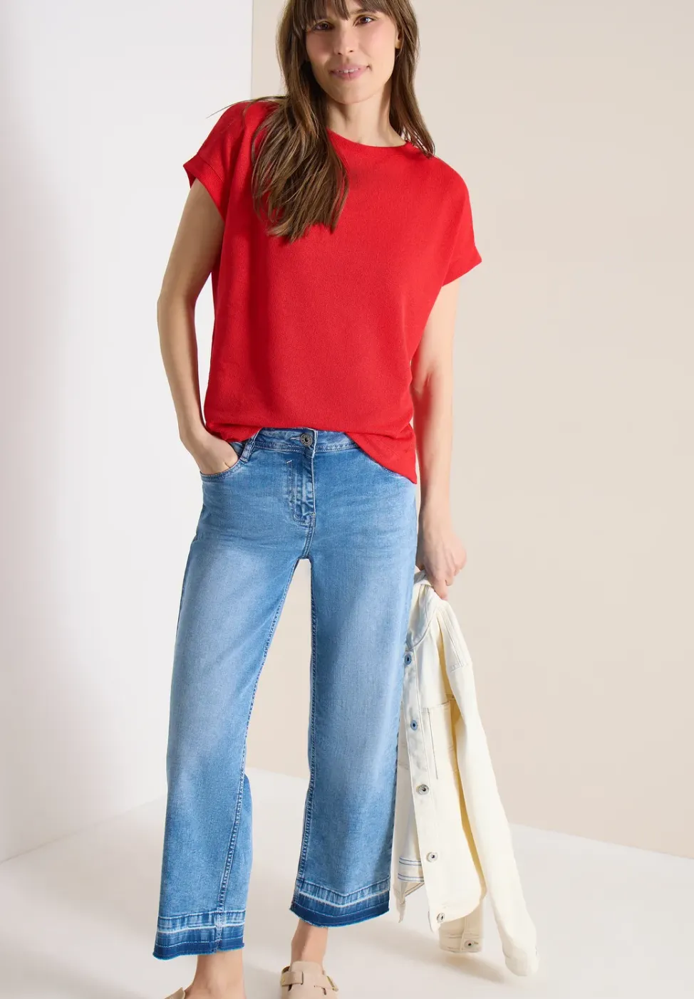 T-shirt avec boatneck au look tricoté