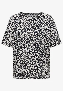 T-shirt avec boatneck et imprimé léopard