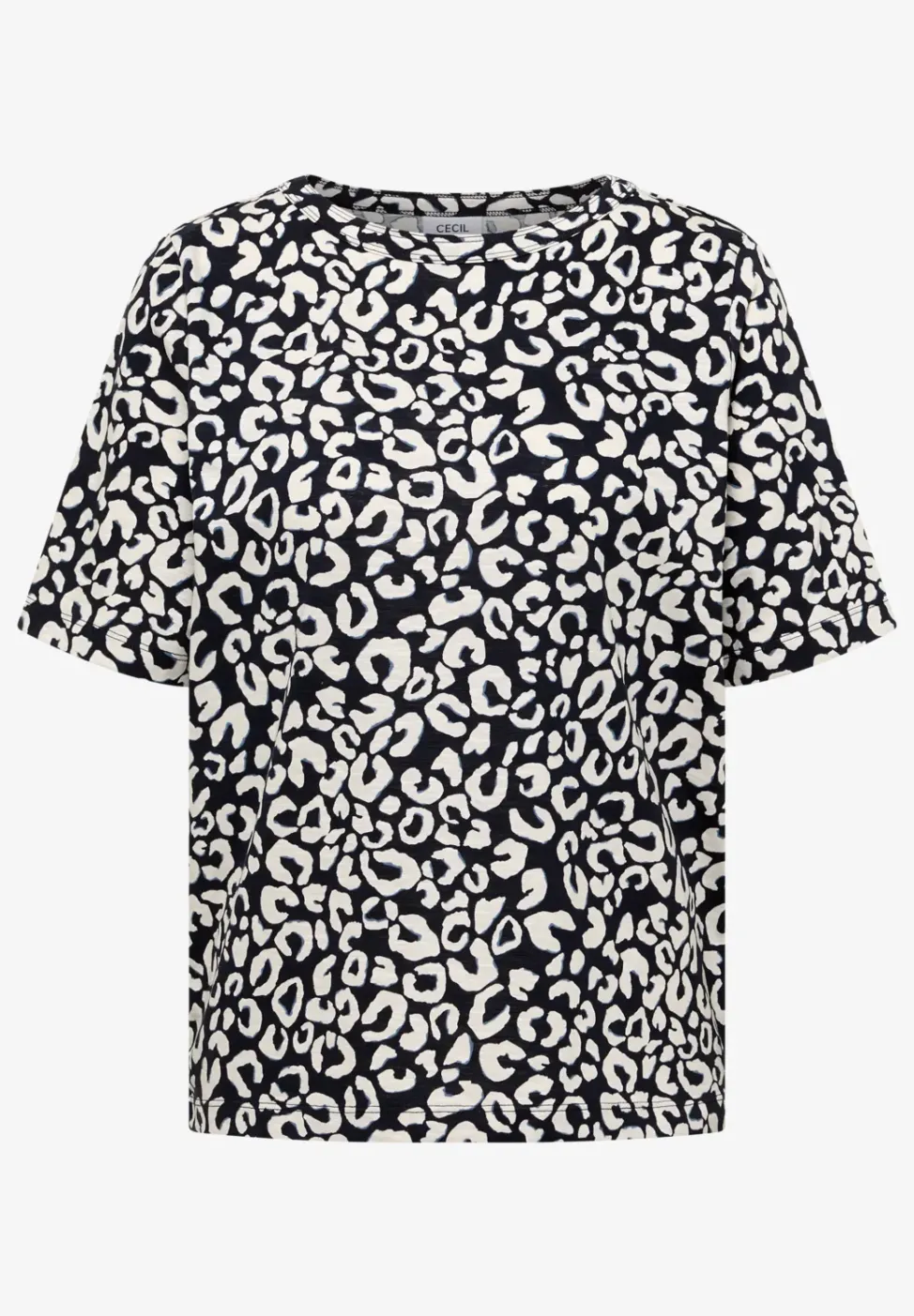 T-shirt avec boatneck et imprimé léopard