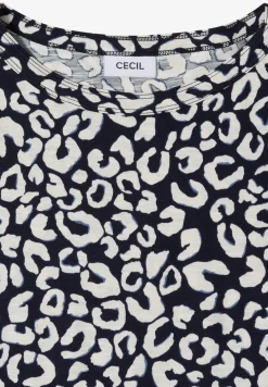 T-shirt avec boatneck et imprimé léopard