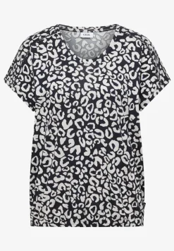 T-shirt avec détail en dentelle et imprimé léopard
