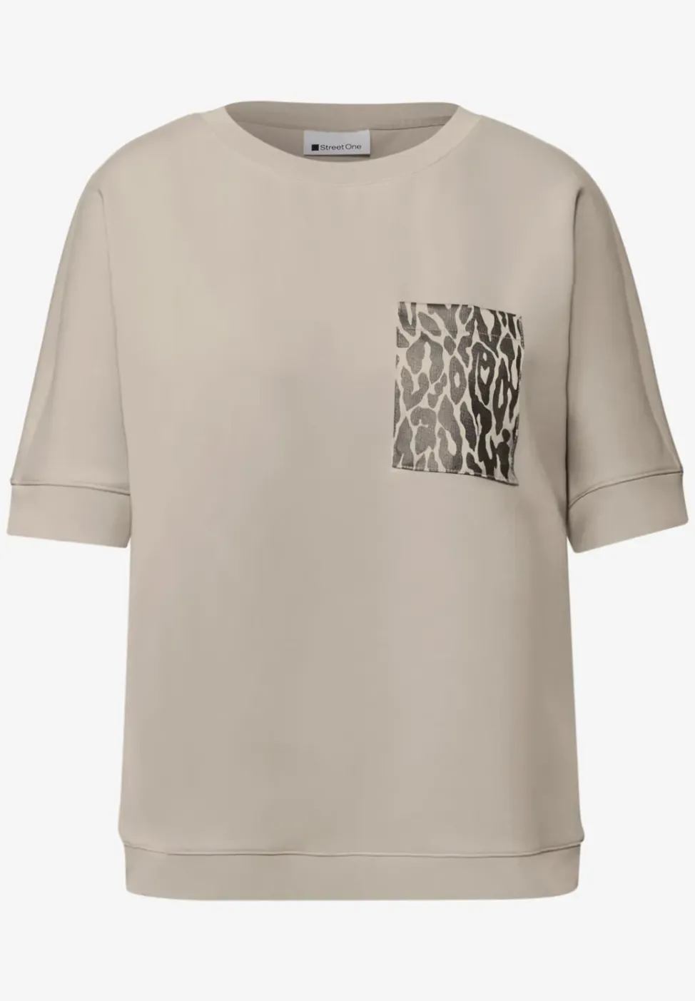 T-shirt avec poche poitrine léopard