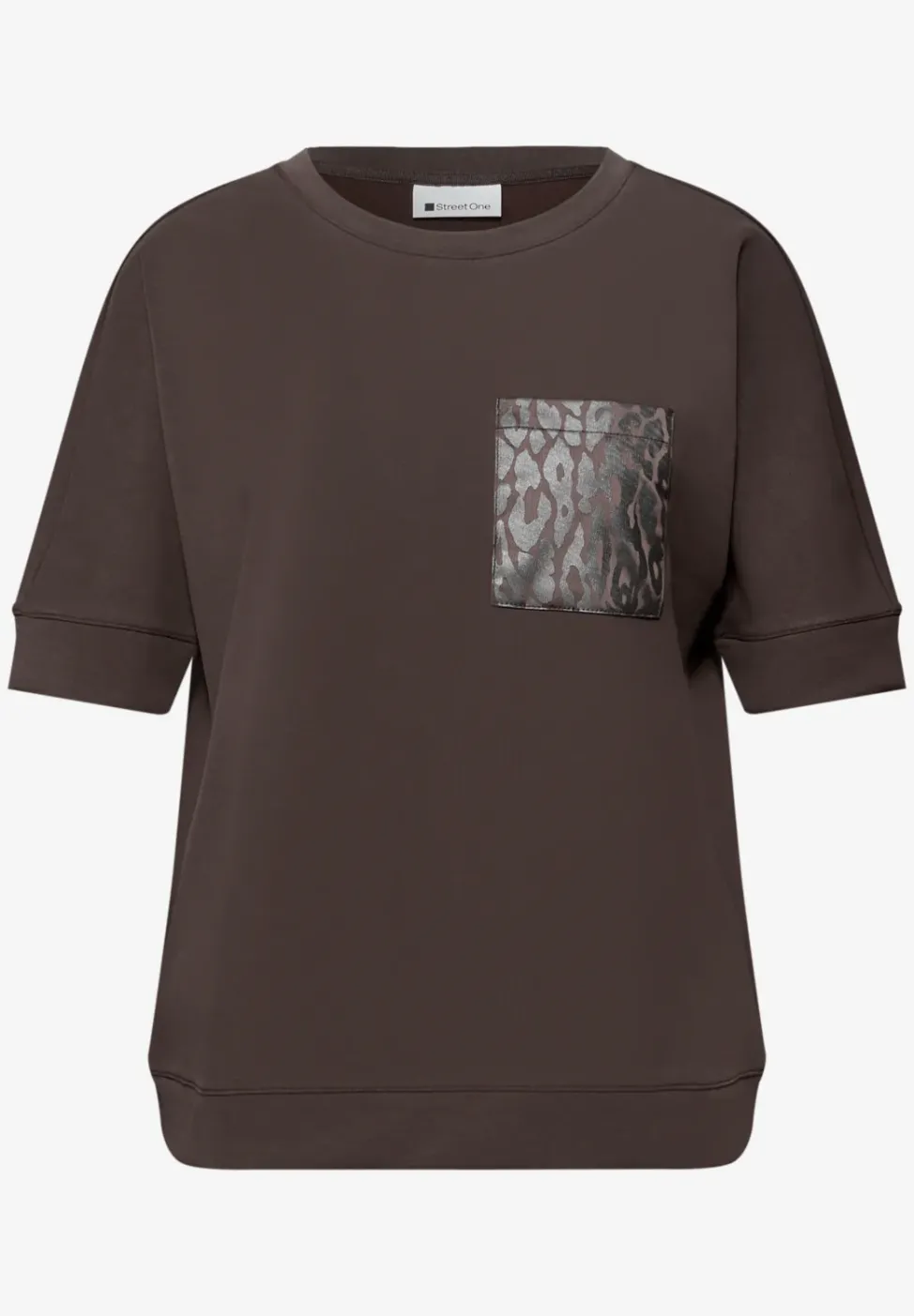T-shirt avec poche poitrine léopard