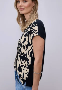T-shirt avec split neck et imprimé sur le devant