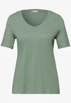 T-shirt basique avec col en V en couleur unie